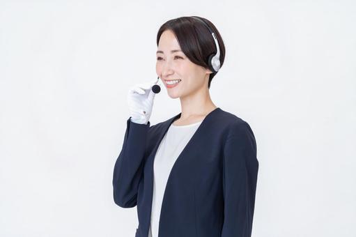 オペレーター オペレーター オペレーター,コールセンター,ヘッドセットの写真素材