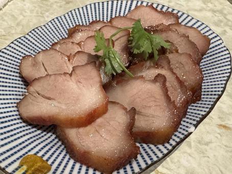 チャーシュー チャーシュー チャーシュー,焼き豚,中華料理の写真素材