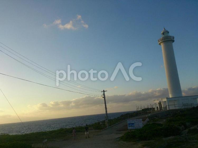 残波岬の夕暮れ時 沖縄,空,残波岬の写真素材
