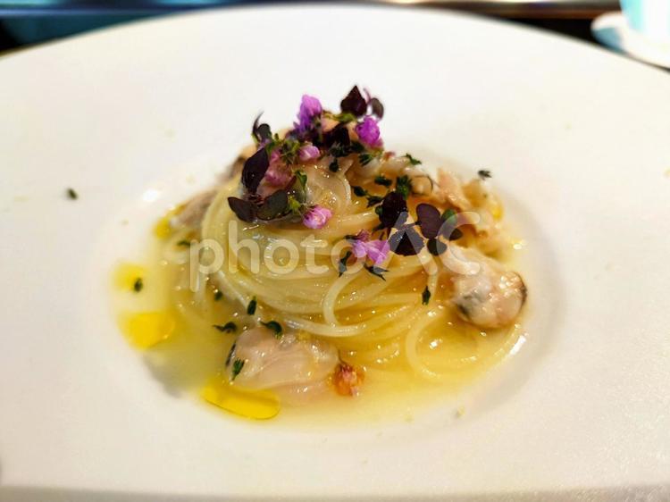 美しい冷製パスタ パスタ,シーフード,冷製パスタの写真素材