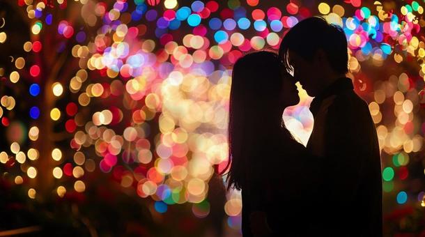 イルミネーション男女 背景 人物カップル イルミネーション男女 背景 人物カップルの写真