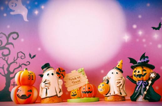 アニメのような可愛いハロウィーンのオバケ アニメのような可愛いハロウィーンのオバケ ハロウィン,カボチャ,お化けの写真素材