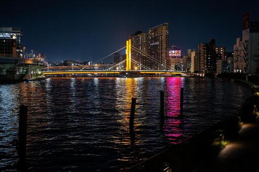 新大橋　夜景　2025年 新大橋,江東区,隅田川の写真素材