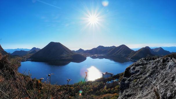 榛名富士と榛名湖 紅葉,アウトドア,登山の写真素材