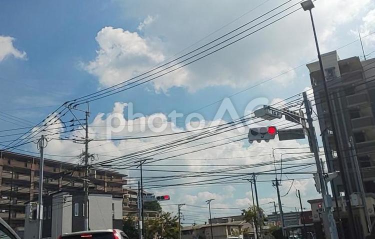 信号機-赤 信号機,赤,町中の写真素材