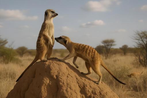 見張り交代のミーアキャットの写真