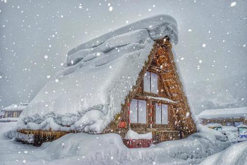冬の白川郷 白川郷,世界遺産,冬の写真素材
