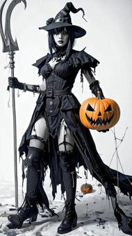 邪悪な魔女に仮装する女性 ハロウィン 邪悪な魔女に仮装する女性 ハロウィンの写真