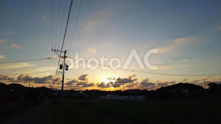 夕日-須惠町 植木 夕日,太陽,夕方の写真素材
