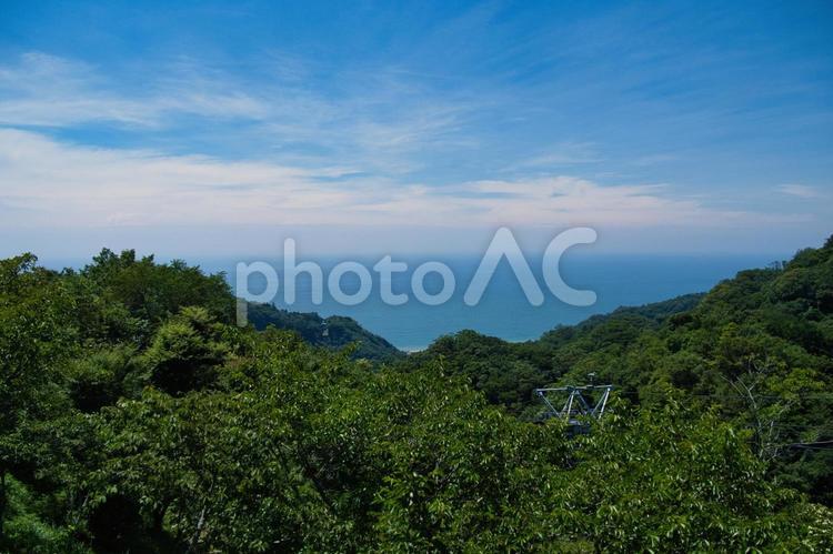 日本平ロープウェイ乗り場から見た相模湾 日本平,ロープウェイ,静岡の写真素材