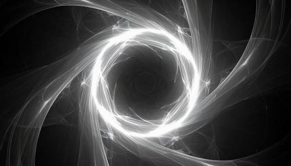 白い光が描く幻想的なフラクタルサークル 白い光が描く幻想的なフラクタルサークルの写真
