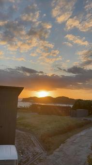 夕暮れの海 和歌山県,和歌山,すさみ町の写真素材