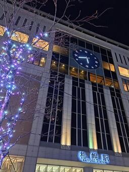 札幌駅　2025ホワイトイルミネーション イルミネーション,札幌駅,南口の写真素材