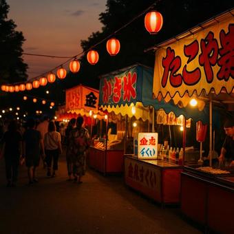 夏祭りの屋台風景 夏祭りの屋台風景の写真
