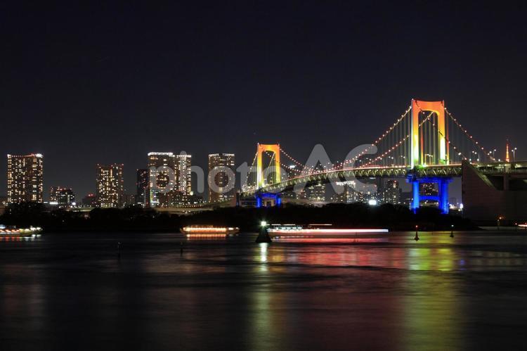 東京・お台場の夜景 お台場,夜景,レインボーブリッジの写真素材
