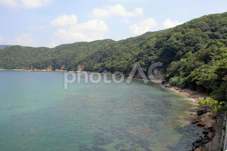 長崎の小瀬戸の海岸線 風景,自然,青空の写真素材