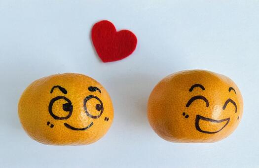 好き 喜び,みかん,柑橘類の写真素材