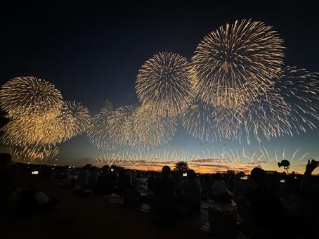 打上花火 花火,打ち上げ花火,夏の写真素材