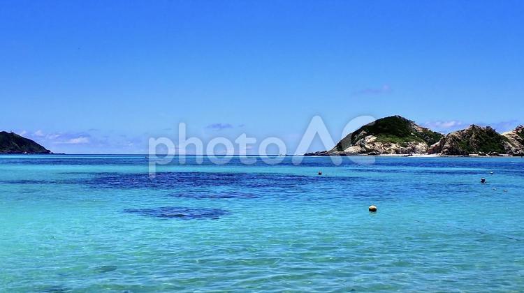 沖縄県渡嘉敷島の阿波連ビーチ 阿波連,海,コバルトブルーの写真素材