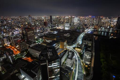 カレッタ汐留　展望　夜景　2025年 汐留,東京,夜景の写真素材