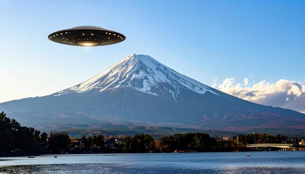 山の上を進むUFOの写真