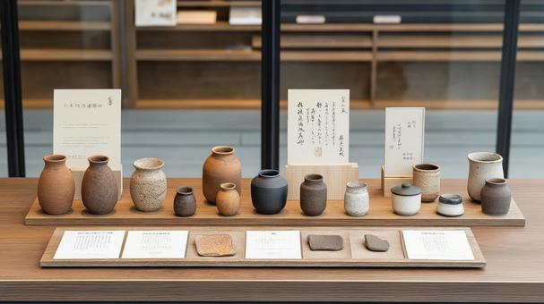 陶芸家の作品展示、ショーケース 陶芸家の作品展示、ショーケースの写真