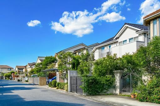 緑の多い郊外のゆったりとした住宅街 緑の多い郊外のゆったりとした住宅街 住宅,戸建て,マイホームの写真素材