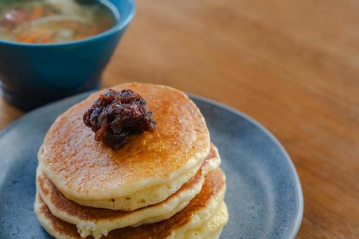 あんこのパンケーキ朝食 パンケーキ,ホットケーキ,あんこの写真素材