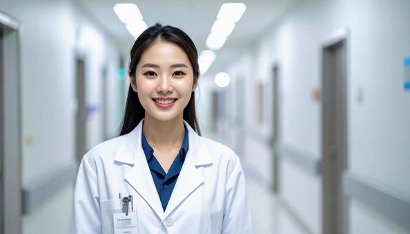 白衣を着た女性 白衣を着た女性の写真