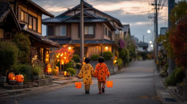 ハロウィンを楽しむ日本の子供達 ハロウィンを楽しむ日本の子供達の写真