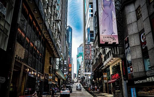 香港の賑やかな通り 香港の賑やかな通りの写真