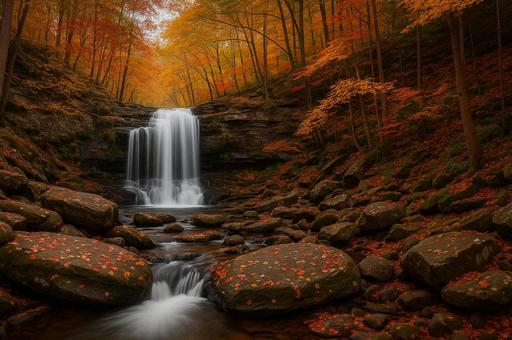 秋の紅葉と渓谷の風景 行楽 ハイキング 秋の紅葉と渓谷の風景 行楽 ハイキングの写真