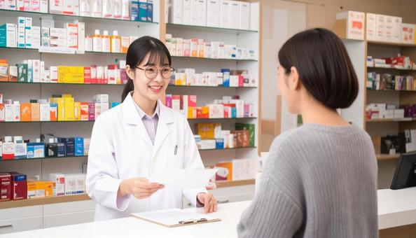 笑顔で働く薬剤師 笑顔で働く薬剤師の写真
