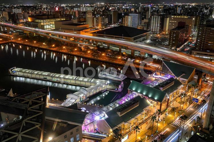 ベーサイドプレイス博多 ベーサイドプレイス博多,夜景,博多ふ頭の写真素材