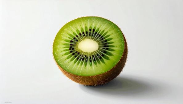 白い背景に一つのキウイ 白い背景に一つのキウイの写真