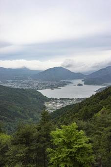 山梨県河口湖周辺の街並み 河口湖町,河口,勝山の写真素材