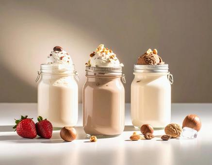 ガラス瓶に入ったアイスクリームの写真