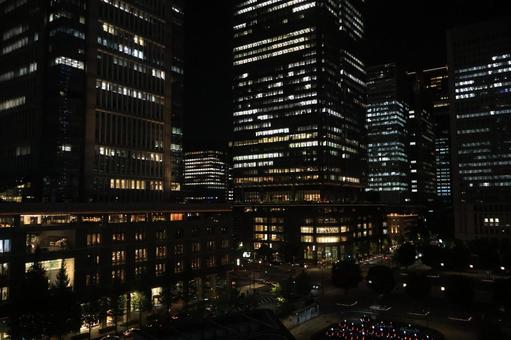 東京丸の内の夜景 東京丸の内の夜景 東京駅,丸の内駅舎,レンガの写真素材