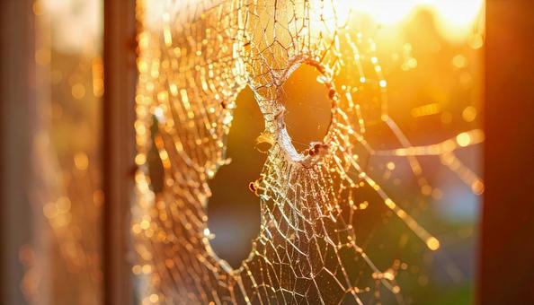 侵入盗に割られたガラス窓 侵入盗に割られたガラス窓の写真