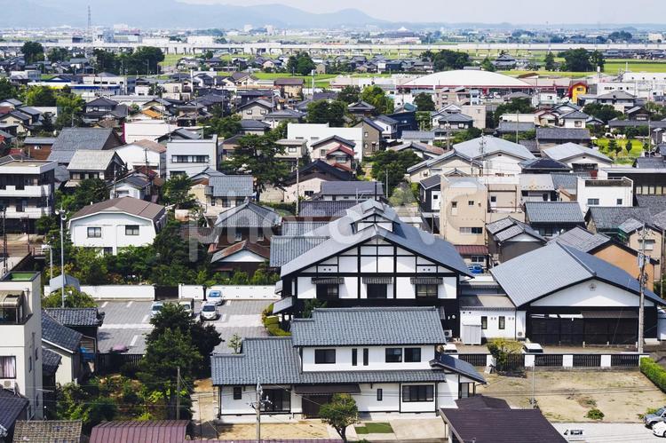 住宅街の風景 町並み,街並み,住宅の写真素材
