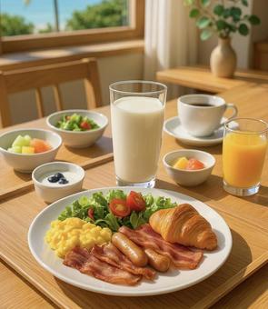 ホテルの朝食ビュッフェ ホテルの朝食ビュッフェの写真