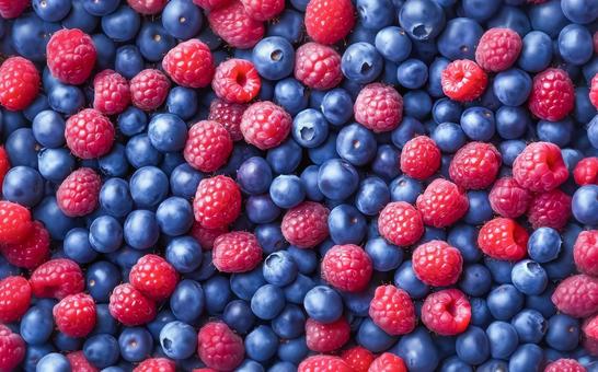 ブルーベリーとラズベリーの背景用画像の写真