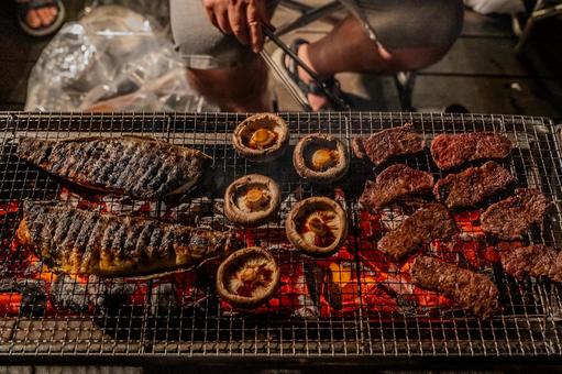 コテージバーベキュー コテージバーベキュー バーベキュー,bbq,シイタケの写真素材