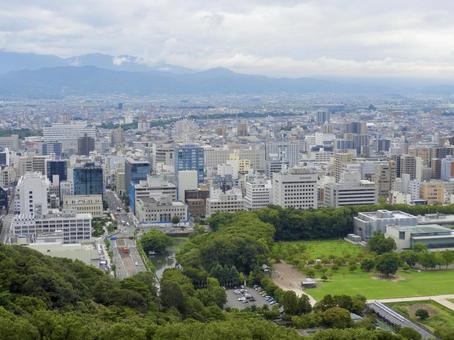 松山城から見下ろす松山市都心部2 松山城から見下ろす松山市都心部2 松山市,松山銀天街,松山中央商店街の写真素材