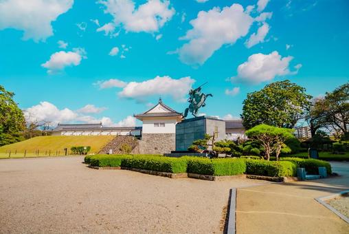 【山形】山形駅の周辺 霞城公園 最上義光 【山形】山形駅の周辺 霞城公園 最上義光 山形城跡,山形,城跡の写真素材