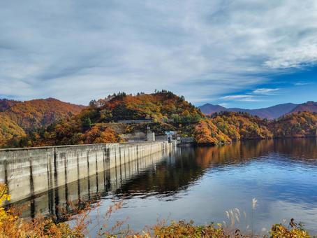 秋の奥只見ダム 奥只見,ダム,秋の写真素材
