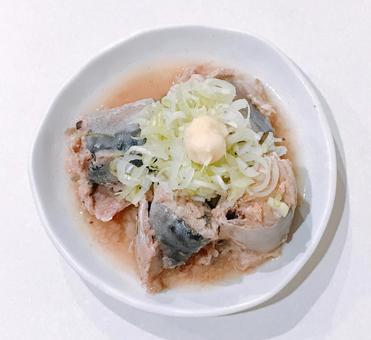Photo, mackerel, green onion and ginger, green onion and ginger, green onion mackerel, 