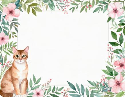 猫と花のメッセージフレーム 猫と花のメッセージフレームの写真