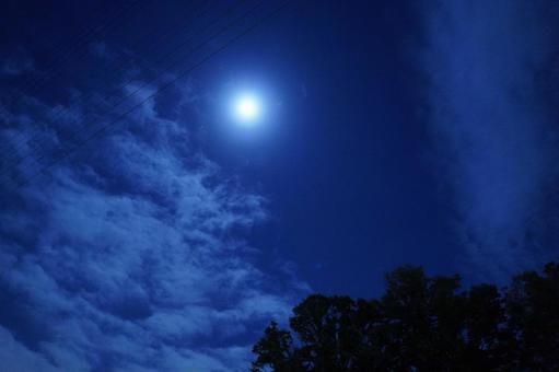 深夜の松戸市、中秋の名月の翌日の満月 深夜の松戸市、中秋の名月の翌日の満月 深夜,夜,夜空の写真素材