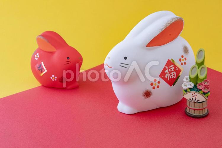 2023うさぎ年年賀状素材3 うさぎ,うさぎ年,卯の写真素材